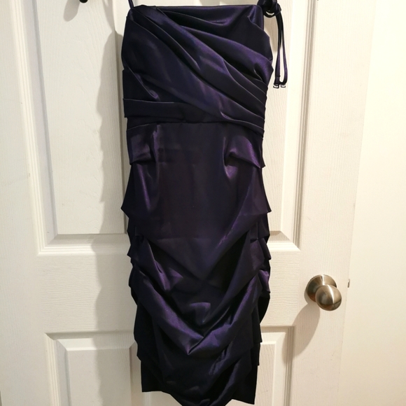 XXS Satin purple midi dress - Picture 1 of 2